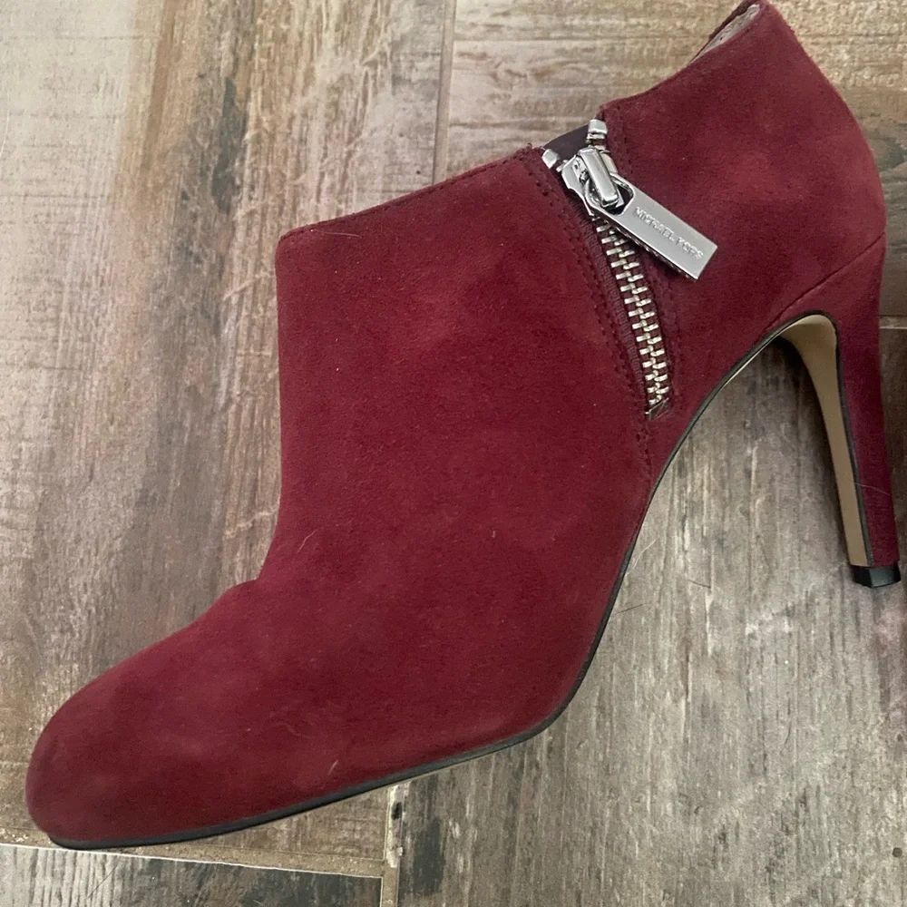 Michael Kors Deep Red Suede Ankle Boots - Picture 6 of 9